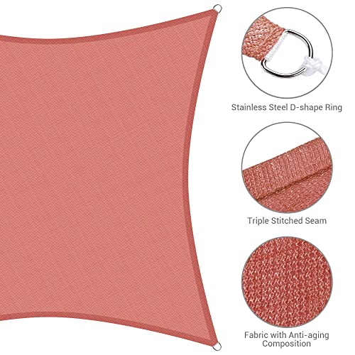 Yescom 1 Pack 12'x12' Square Sun Shade Sail Red 97% UV Block Outdoor Patio Pool Garden Yard Lawn Carport Cover Net Awning Canopy