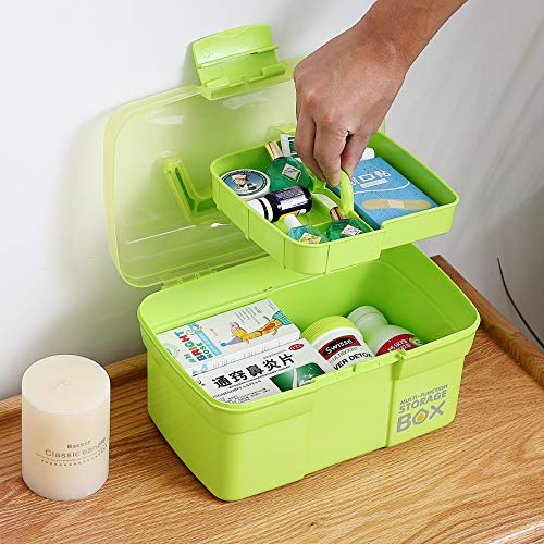 11" Plastic Storage Box, Multipurpose Organizer (Green)