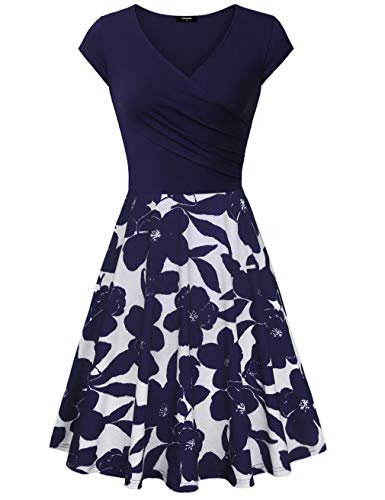 Lotusmile Casual Dress,Womens Elegant Dress A Line Cap Sleeve V Neck