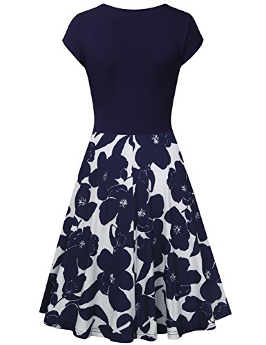 Lotusmile Casual Dress,Womens Elegant Dress A Line Cap Sleeve V Neck