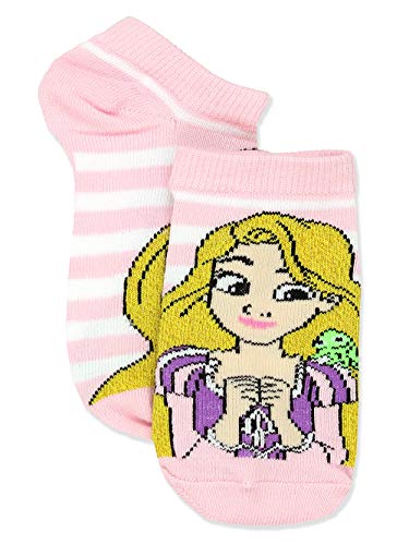 Disney Princess Girls 5 pack No Show Sock Set (Shoe: 10-4 (Sock: 6-8), Princess Stripes No Show)