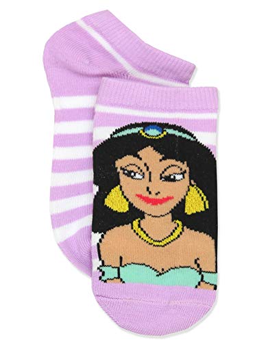 Disney Princess Girls 5 pack No Show Sock Set (Shoe: 10-4 (Sock: 6-8), Princess Stripes No Show)