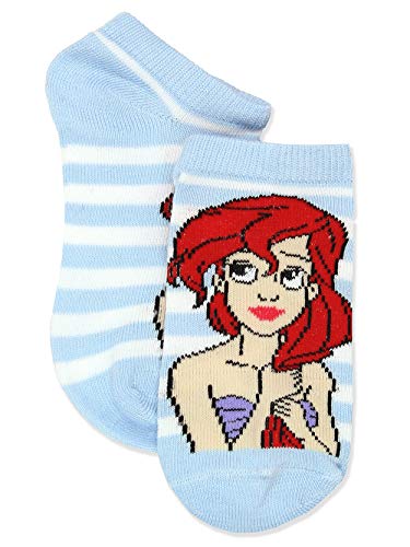 Disney Princess Girls 5 pack No Show Sock Set (Shoe: 10-4 (Sock: 6-8), Princess Stripes No Show)