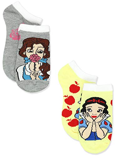 Disney Princess Girls 5 pack No Show Sock Set (Shoe: 10-4 (Sock: 6-8), Princess Stripes No Show)
