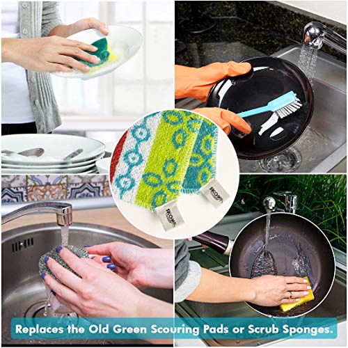 Skoy Scrub, Non-Scratching, Reusable Scrub for Kitchen and Household Use, Environmentally-Friendly, Dishwasher Safe, 2-Pack â Assorted Colors