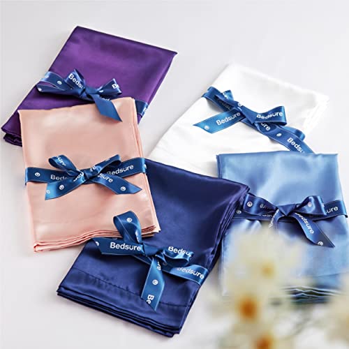 Bedsure Satin Pillowcase for Hair and Skin, 2-Pack - Queen Size (20x30 inches) Pillow Cases - Satin Pillow Covers with Envelope Closure, Dark Grey