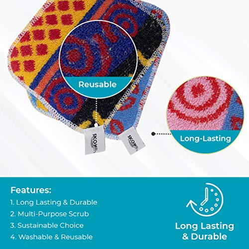 Skoy, Non-Scratching, Reusable Scrub for Kitchen and Household Use, Environmentally-Friendly, Dishwasher Safe (1-Piece), 1-Pack, Assorted