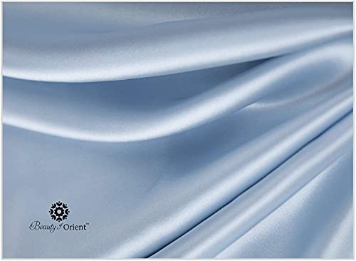 BEAUTY OF ORIENT - 100% Pure Mulberry Silk Pillowcase for Hair and Skin, 19 Momme Both Sides, Hidden Zipper, Natural Hypoallergenic Silk Pillow Case, Best Sleep (1pc Standard - 20" x 26", Frosty Blue)