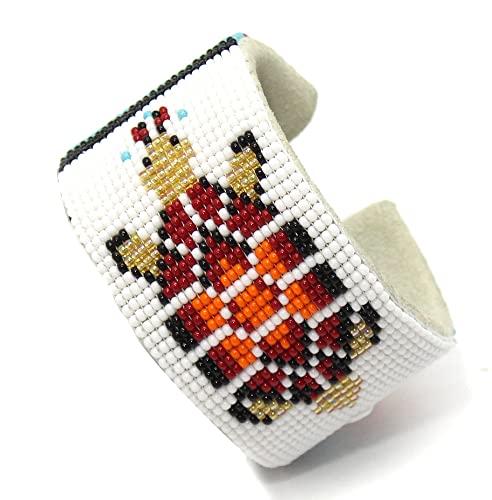 Native Style Beaded Jewelry Set Necklace Earrings Bracelet Handmade (White)