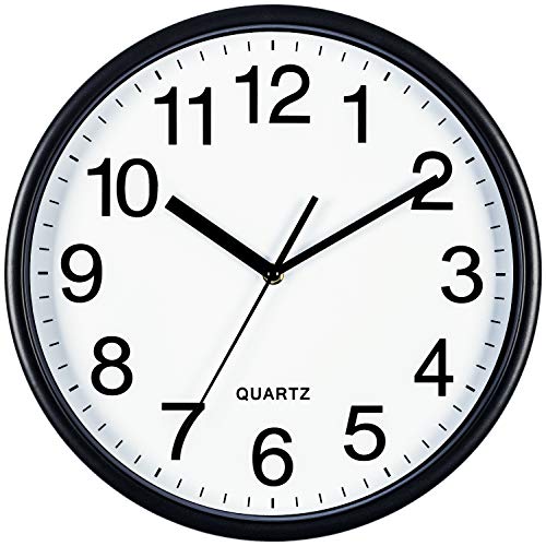 Large 13-Inch Black Wall Clock for Home and Pet