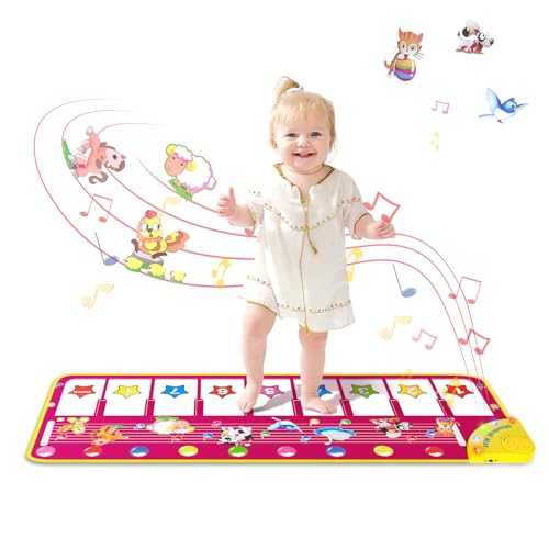 M SANMERSEN Piano Mat, Musical Keyboard Playmat 39.5" Electronic Music Animal Touch Play Blanket Funny Xmas Gift Toy