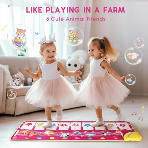 M SANMERSEN Piano Mat, Musical Keyboard Playmat 39.5" Electronic Music Animal Touch Play Blanket Funny Xmas Gift Toy