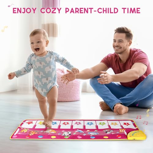 M SANMERSEN Piano Mat, Musical Keyboard Playmat 39.5" Electronic Music Animal Touch Play Blanket Funny Xmas Gift Toy