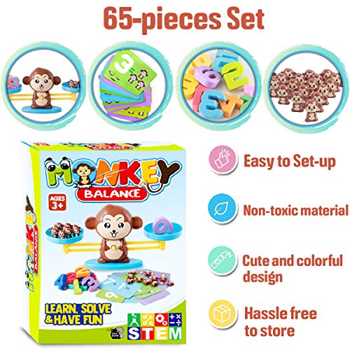CozyBomB Monkey Balance Counting Cool Math Games - STEM Toys for 3 4 5 Year olds Cool Math Educational Kindergarten - Number Learning Material for Boys and Girls