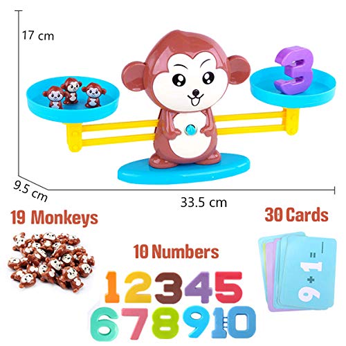 CozyBomB Monkey Balance Counting Cool Math Games - STEM Toys for 3 4 5 Year olds Cool Math Educational Kindergarten - Number Learning Material for Boys and Girls