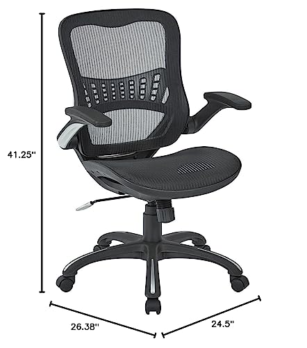 Office Star Mesh Back & Seat, 2-to-1 Synchro & Lumbar Support Managers Chair, Black