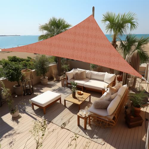Shade&Beyond Shade Sail Triangle 15'x15'x21' Patio Sunshade Sail for Patio Lawn Deck Rust Red Color