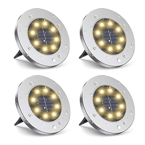 ZGWJ Solar Ground Lights,8 LED Solar Garden Lights Disk Lights Outdoor Waterproof Landscape Lights for Yard Walkway Patio Lawn Driveway Decoration 8 Pack