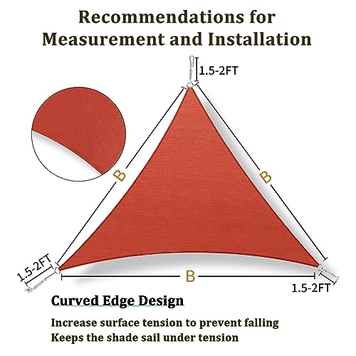 Shade&Beyond Sun Shade Sail Triangle 20'x20'x20' UV Block for Yard Patio Lawn Garden Deck Rust Red Color