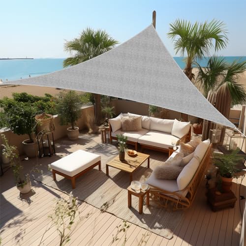 Shade&Beyond Shade Sail Triangle 15'x15'x21' Patio Sunshade Sail for Patio Lawn Deck Light Grey