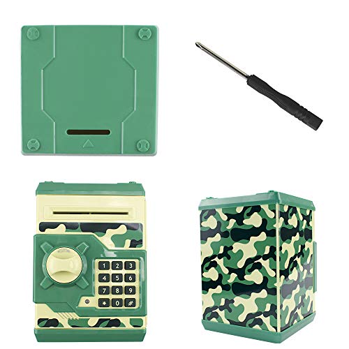 HUSAN Great Gift Toy for Kids Code Electronic Piggy Banks Mini ATM Electronic Coin Bank Box for Children Password Lock Case (Camouflage Green)