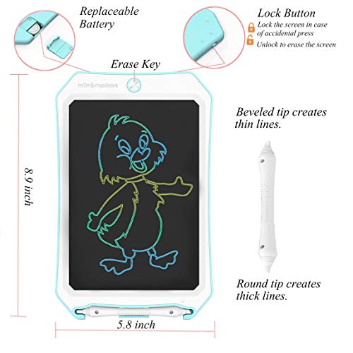 8.5 in Colorful Electronic Drawing Pads for Kids, Portable Reusable Erasable Writer, Elder Message Board, 4-8 Years Old Boys for Digital Handwriting Pad Doodle Board for School (Green-cc)