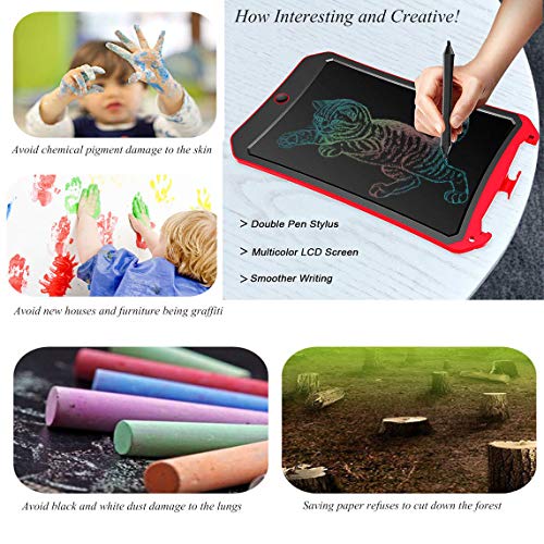 8.5 in Colorful Electronic Drawing Pads for Kids, Portable Reusable Erasable Writer, Elder Message Board, 4-8 Years Old Boys for Digital Handwriting Pad Doodle Board for School (Green-cc)