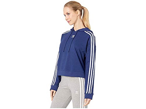 adidas Women's Cropped Hoodie - Dark Blue (Large)