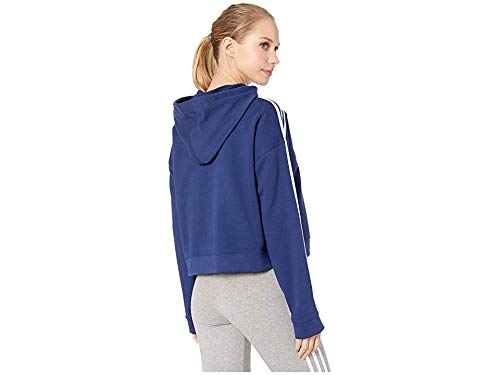 adidas Women's Cropped Hoodie - Dark Blue (Large)
