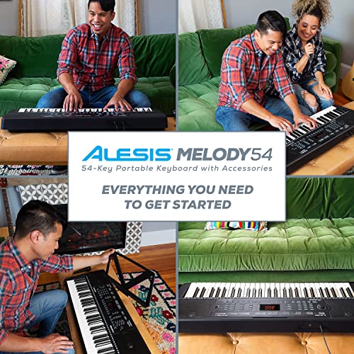 Alesis Melody 54 | 54-Key Electric Keyboard Piano with Speakers, Microphone, Music Rest, Educational Tools, 300 Sounds, 300 Rhythms and 40 Demo Songs
