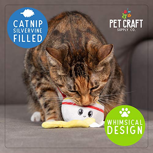 Pet Craft Supply Silly Snacks and Funny Food Crinkle Cuddling Catnip and Silvervine Interactive Cat Toys - Great for Indoor Cats and Kittens