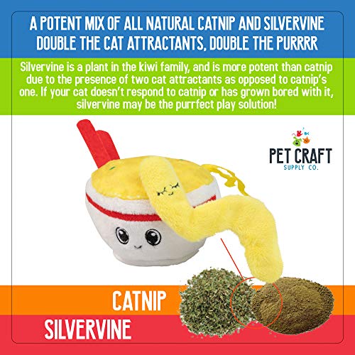 Pet Craft Supply Silly Snacks and Funny Food Crinkle Cuddling Catnip and Silvervine Interactive Cat Toys - Great for Indoor Cats and Kittens