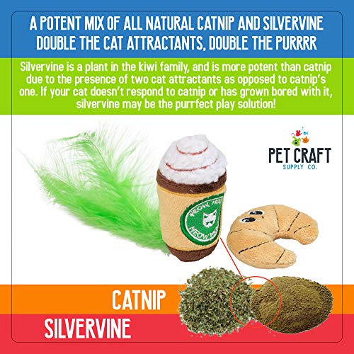 Pet Craft Supply Silly Snacks and Funny Food Crinkle Cuddling Catnip and Silvervine Interactive Cat Toys - Great for Indoor Cats and Kittens