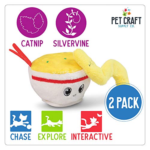 Pet Craft Supply Silly Snacks and Funny Food Crinkle Cuddling Catnip and Silvervine Interactive Cat Toys - Great for Indoor Cats and Kittens
