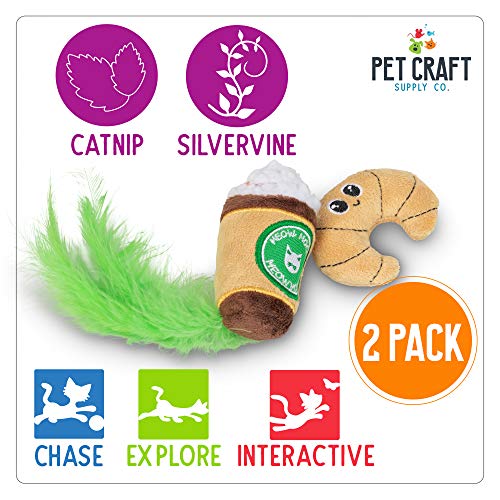 Pet Craft Supply Silly Snacks and Funny Food Crinkle Cuddling Catnip and Silvervine Interactive Cat Toys - Great for Indoor Cats and Kittens