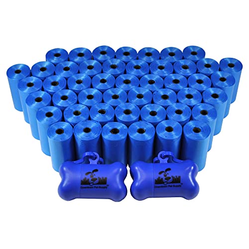 Downtown Pet Supply Dog Pet Waste Poop Bags with 2 Leash Clips and Dispensers (1000 Bags, Blue)