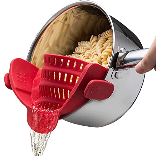 Kitchen Gizmo Snap N Strain Strainer, Clip On Silicone Colander, Fits All Pots and Bowls ââ Red