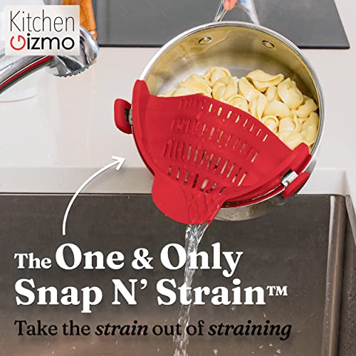 Kitchen Gizmo Snap N Strain Strainer, Clip On Silicone Colander, Fits All Pots and Bowls ââ Red