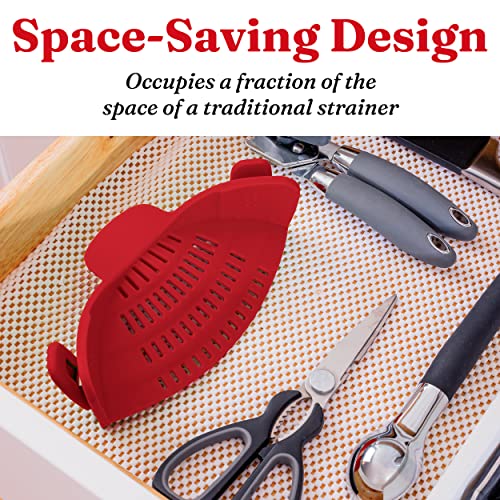 Kitchen Gizmo Snap N Strain Strainer, Clip On Silicone Colander, Fits All Pots and Bowls ââ Red