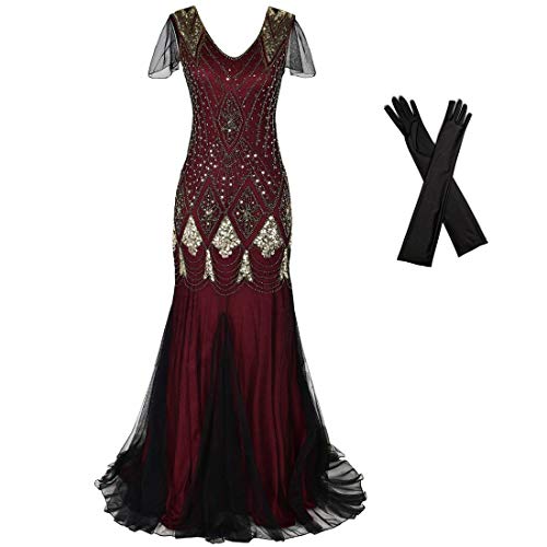 Red Gold Mermaid Plus Size Evening Dress