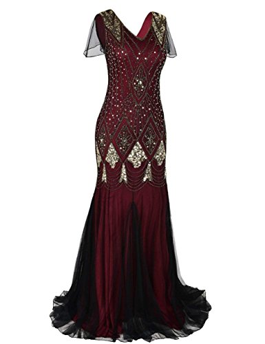 Red Gold Mermaid Plus Size Evening Dress