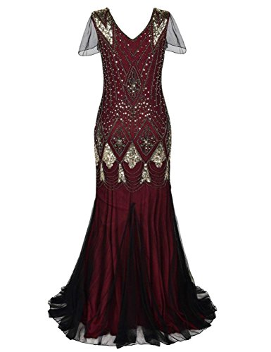 Red Gold Mermaid Plus Size Evening Dress