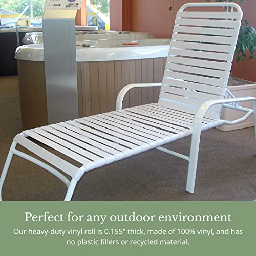 2" Wide Vinyl Strap for Patio Pool Lawn Garden Furniture 20' Roll_ Make Your Own Replacement Straps. Plus - 20 Free Fasteners! (201 White)