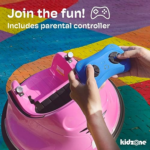 Kidzone DIY Race #00-99 6V Kids Toy Electric Ride On Bumper Car Vehicle Remote Control 360 Spin ASTM-Certified, Blue