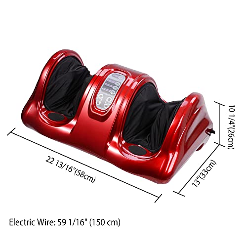 AW Shiatsu Foot Massager Kneading and Rolling Leg Calf Ankle with Remote Control Personal Home Health Care Red