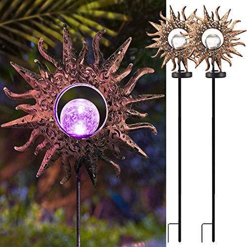 EOYIZW Sun Solar Lights Garden Decor, Garden Solar Lights Outdoor Decorative Waterproof Yard Decor Lights with Warm White LED Stake Lights for Garden, Yard, Lawn, Patio, Pathway