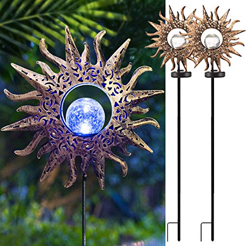 EOYIZW Sun Solar Lights Garden Decor, Garden Solar Lights Outdoor Decorative Waterproof Yard Decor Lights with Warm White LED Stake Lights for Garden, Yard, Lawn, Patio, Pathway