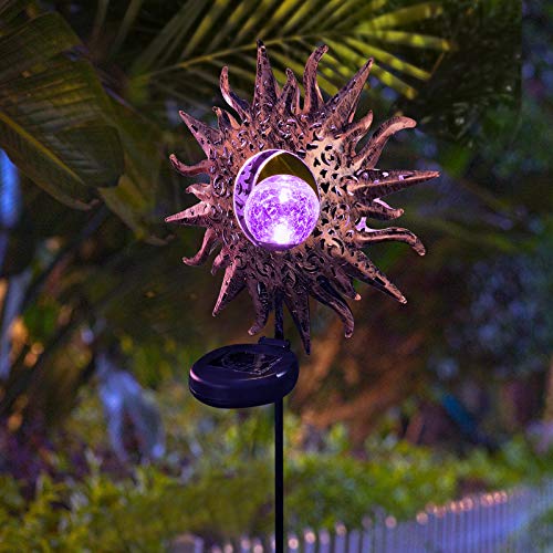 EOYIZW Sun Solar Lights Garden Decor, Garden Solar Lights Outdoor Decorative Waterproof Yard Decor Lights with Warm White LED Stake Lights for Garden, Yard, Lawn, Patio, Pathway
