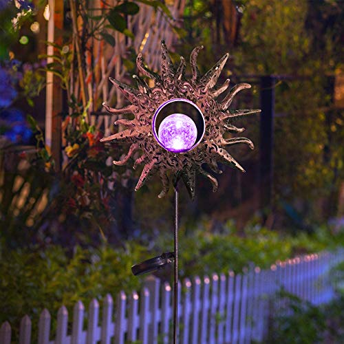 EOYIZW Sun Solar Lights Garden Decor, Garden Solar Lights Outdoor Decorative Waterproof Yard Decor Lights with Warm White LED Stake Lights for Garden, Yard, Lawn, Patio, Pathway
