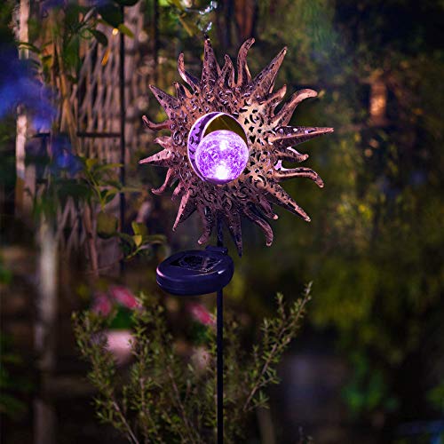 EOYIZW Sun Solar Lights Garden Decor, Garden Solar Lights Outdoor Decorative Waterproof Yard Decor Lights with Warm White LED Stake Lights for Garden, Yard, Lawn, Patio, Pathway
